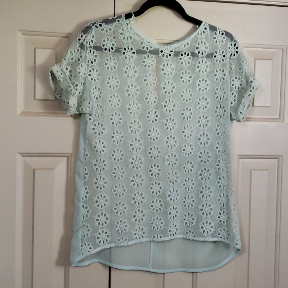 Zara Embroidered Mint Shirt